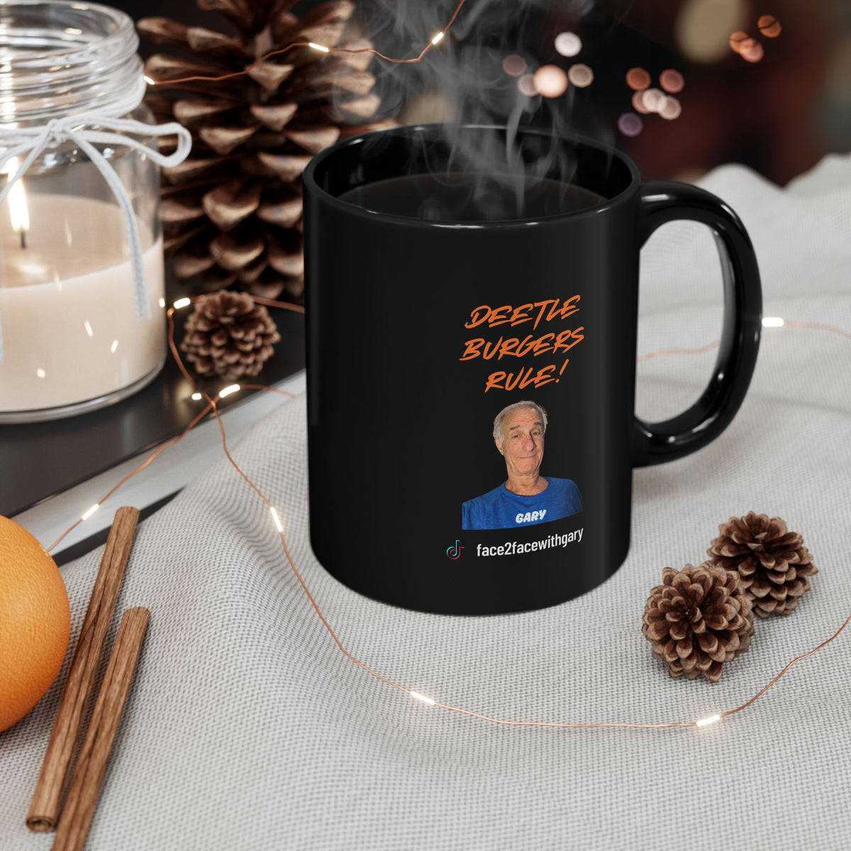 Deetle Burgers Rule Black Mug