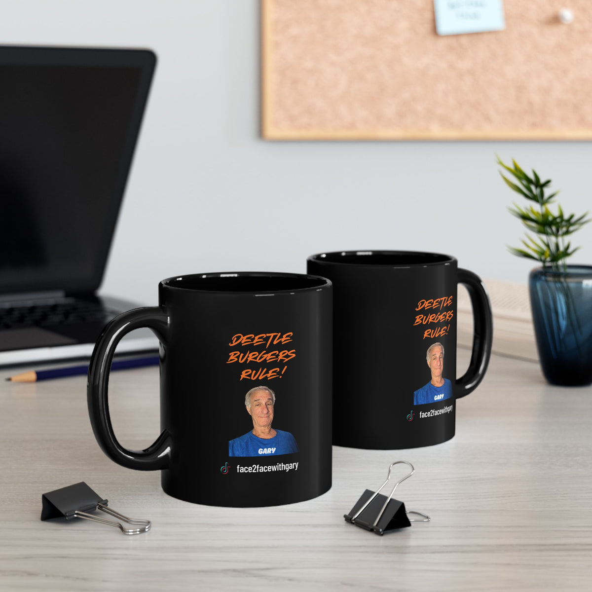 Deetle Burgers Rule Black Mug
